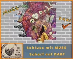 ein Mauerdurchbruch zeigt ein gemaltes Bild mit dem Satz Ich darf das