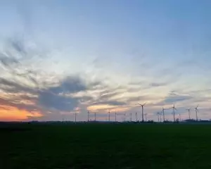 Sonnenuntergang über Ostfrieslands Wiesen