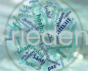 Wortwolke aller Sprachen für das Wort Frieden