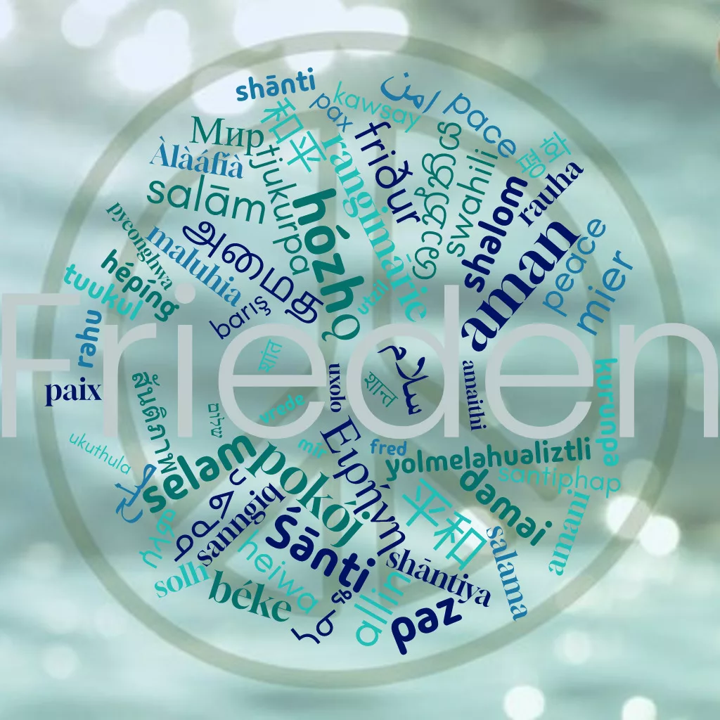 Wortwolke zum Frieden in den Sprachen der Welt